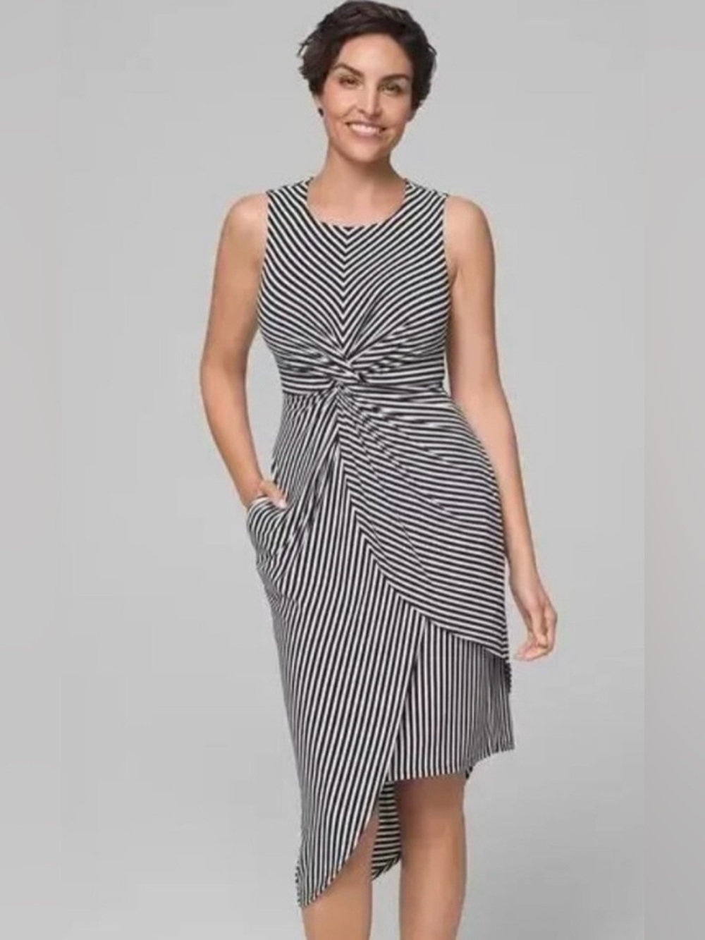 Soma NWT Asymmetrical Twist Waist Black White Stripe Soft XXL